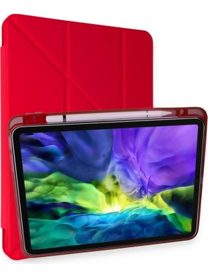 Fırsatkolik iPad Pro 11 (2018) Kılıf Kalemlikli Mars Tablet Kılıfı - Kırmızı