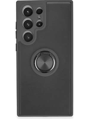Fırsatkolik Mey Ithalat®  Samsung Galaxy S23 Ultra Kılıf Montreal Yüzüklü Silikon Kapak - Siyah