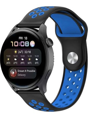 Fırsatkolik Mey Ithalat®  Watch 22MM Spor Delikli Kordon - Siyah-Mavi