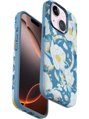 Fırsatkolik Mey Ithalat®   iPhone 15 Plus Flower Series Magsafe Kapak - Mavi