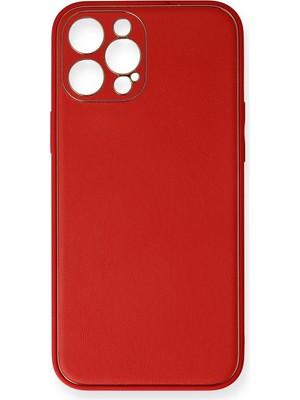 Fırsatkolik Mey Ithalat®   iPhone 12 Pro Max Kılıf Coco Deri Silikon Kapak - Kırmızı