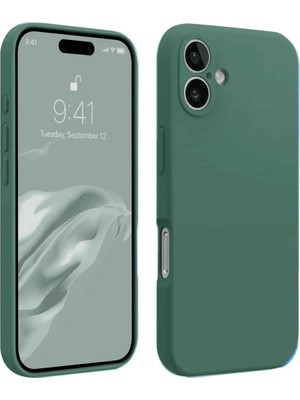 Fırsatkolik Mey Ithalat®   iPhone 16 Kılıf First Silikon - Koyu Yeşil