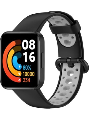 Fırsatkolik Mey Ithalat®   Redmi Watch 2 Spor Delikli Kordon - Siyah-Gri