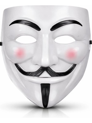 Fırsatkolik Mey Ithalat® V Mask Premium Vendetta Beyaz Maske (Guy Fawkes Stil)