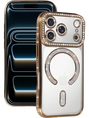 Fırsatkolik iPhone 17 Pro Joke Simli Magneticsafe Kılıf - Gold