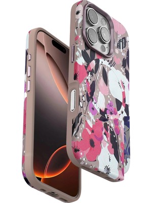 Fırsatkolik Mey Ithalat®   iPhone 16 Pro Flower Series Magsafe Kapak - Pembe