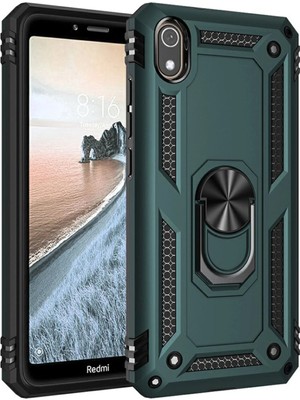 Fırsatkolik Mey Ithalat®   Redmi 7A Kılıf Sofya Yüzüklü Silikon Kapak - Yeşil