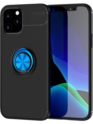Fırsatkolik Mey Ithalat®   iPhone 12 Kılıf Range Yüzüklü Silikon - Siyah-Mavi