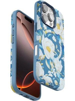 Fırsatkolik Mey Ithalat®   iPhone 16 Pro Max Flower Series Magsafe Kapak - Mavi