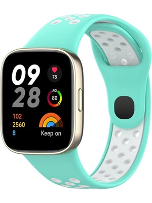 Fırsatkolik Mey Ithalat®   Redmi Watch 3 Spor Delikli Kordon - Turkuaz-Beyaz