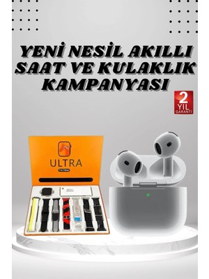 Fırsatkolik Mey Ithalat® 7 Kordonlu Akıllı Saat ve 3.nesil Kulaklık Dokunmatik Ekran Sesli Görüşme Yapabilen