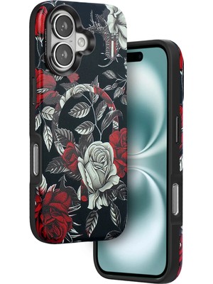 Fırsatkolik Mey Ithalat®   iPhone 16 Flower Series Magsafe Kapak - Siyah