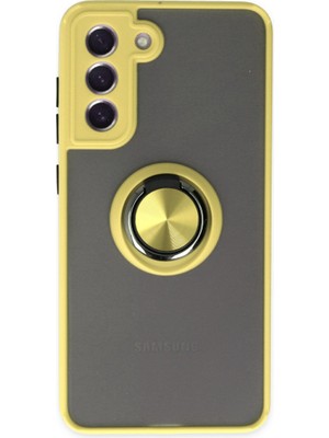 Fırsatkolik Galaxy S21 Fe Kılıf Montreal Yüzüklü Silikon Kapak - Sarı