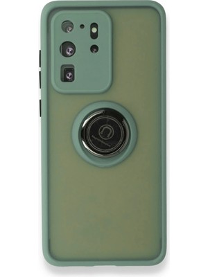 Fırsatkolik Mey Ithalat®  Samsung Galaxy S20 Ultra Kılıf Montreal Yüzüklü Silikon Kapak - Yeşil
