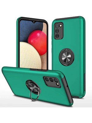 Fırsatkolik Mey Ithalat®  Samsung Galaxy A02S Kılıf Elit Yüzüklü Kapak - Yeşil
