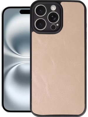 Fırsatkolik Mey Ithalat®   iPhone 16 Pro Max Kılıf Aras Deri Kapak - Pudra