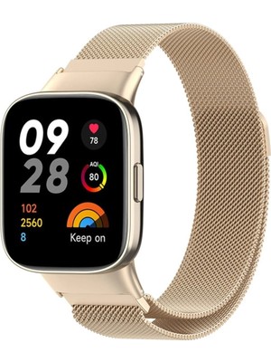 Fırsatkolik Mey Ithalat®   Redmi Watch 3 Metal Mıknatıslı Kordon - Metalik Gold