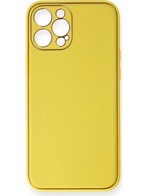 Fırsatkolik Mey Ithalat®   iPhone 12 Pro Max Kılıf Coco Deri Silikon Kapak - Sarı