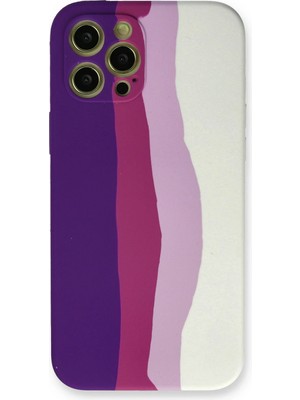 Fırsatkolik Mey Ithalat®   iPhone 12 Pro Max Kılıf Ebruli Lansman Silikon - Mor-Beyaz