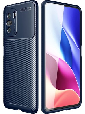 Fırsatkolik Mey Ithalat®   Poco F3 Kılıf Auto Focus Karbon Kapak - Lacivert