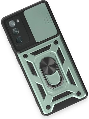 Fırsatkolik Mey Ithalat®  Samsung Galaxy S20 Fe Kılıf Pars Lens Yüzüklü Silikon - Yeşil