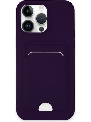 Fırsatkolik Mey Ithalat®   iPhone 14 Pro Max Kılıf Kelvin Kartvizitli Silikon - Derin Mor