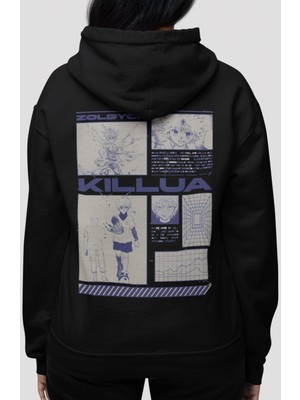 Sevbano Killua Zoldyck Hunter x Hunter Anime Sırt Baskılı Unisex Oversize Penye Hoodie