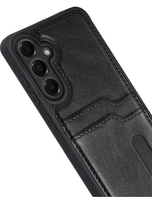 Fırsatkolik Mey Ithalat®  Samsung Galaxy M15 Sara Kartvizitli Deri Kılıf - Siyah