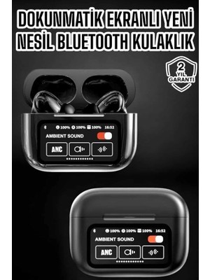 Fırsatkolik Mey Ithalat® Bluetooth Kulaklık Kablosuz Ekranlı Anc/enc Destekli Dokunmatik