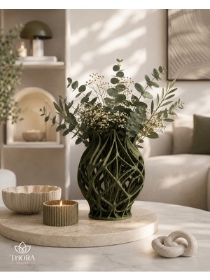 Triora Design Organik Form Dekoratif Vazo – Modern 3D Tasarım Pampas Vazosu