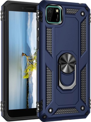 Fırsatkolik Mey Ithalat®  Huawei Y5P Kılıf Sofya Yüzüklü Silikon Kapak - Lacivert