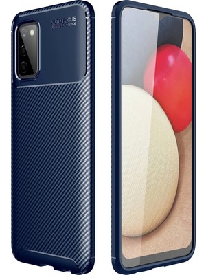 Fırsatkolik Mey Ithalat®  Samsung Galaxy A02S Kılıf Auto Focus Karbon Kapak - Lacivert