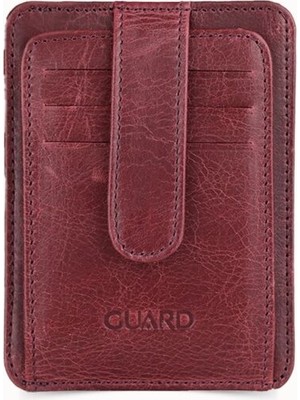 Guard Crazy Bordo Hakiki Deri Dikey Model Kredi Kartlık // GRD260612WT1469