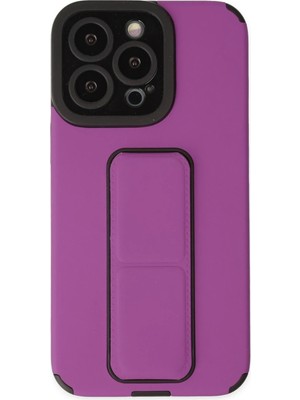 Fırsatkolik Mey Ithalat®   iPhone 13 Pro Kılıf Mega Standlı Silikon - Mor
