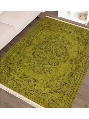 Vivense Vintage Yeşil Baskılı Dokumataban Halı, 122 Yng, 100X150 cm