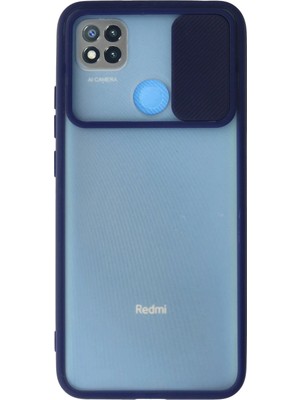 Fırsatkolik Mey Ithalat®   Redmi 9c Kılıf Palm Buzlu Kamera Sürgülü Silikon - Lacivert