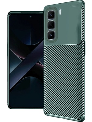 Fırsatkolik Infinix Hot 50 4g Kılıf Auto Focus Karbon Kapak - Koyu Yeşil