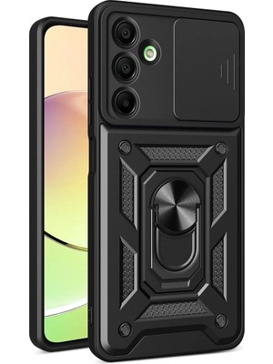 Fırsatkolik Mey Ithalat®  Samsung Galaxy A16 5g Kılıf Pars Lens Yüzüklü Silikon - Siyah