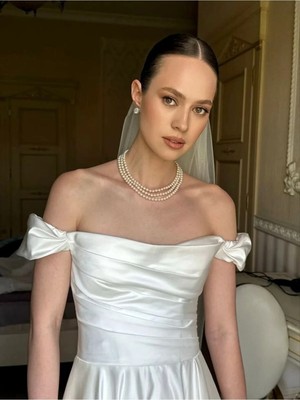 Ravinity 3 Sıra Krem Inci Kolye Gelin Düğün Nikah Takısı