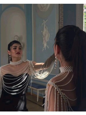Ravinity Beyaz Incili Gösterişli Boyun ve Omuz Kolyesi Gelinlik ve Abiye Aksesuarı