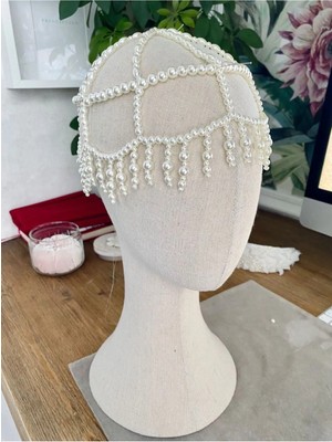 Ravinity Beyaz Incili Saç Aksesuarı Doğum Günü Söz Nişan Nikah Tacı