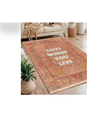 Vivense Love1 Baskılı Dokuma Taban Halı, 158 Yng, 80X150  cm
