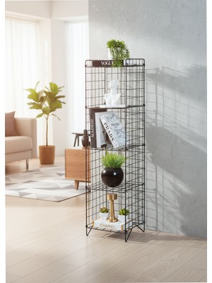 Uyan Home 5 Raflı Metal Tel Kitaplık Çok Amaçlı Kurulum Gerektirmeyen Dolap