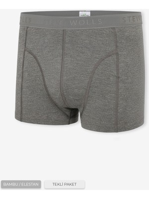 Erkek Gri Tekli Klasik Bambu Boxer - 25100