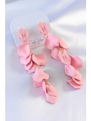 Aydogan's Gold Renk Pembe Yaprak Model Kadın Küpe - TJ-BKP7303