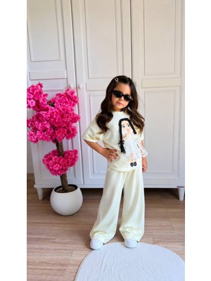 Rüya Kids Kız Çocuk Oysho Kumaş Takılıp Çıkarılabilir Aksesuarlı Alt Üst 2 Li Yazlık Takım
