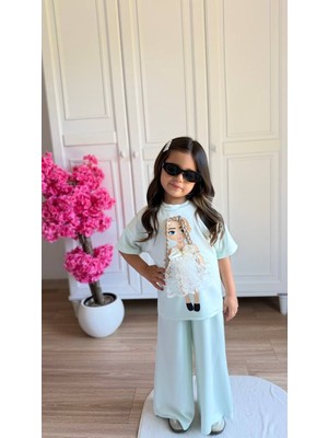 Rüya Kids Kız Çocuk Oysho Kumaş Takılıp Çıkarılabilir Aksesuarlı Alt Üst 2 Li Yazlık Takım