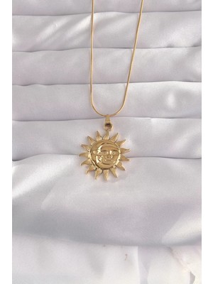 Aydogan's 316L Çelik Gold Renk Güneş Figür Vintage Kolye - TJ-BKO9060