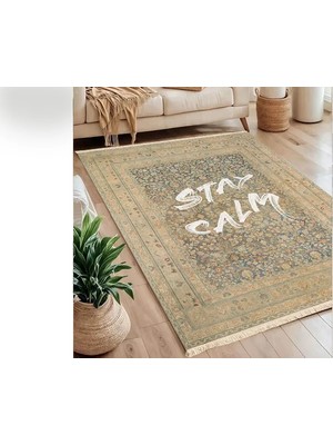 Vivense Stay Calm Baskılı Dokuma Taban Halı, 186 Yng, 120X180 cm