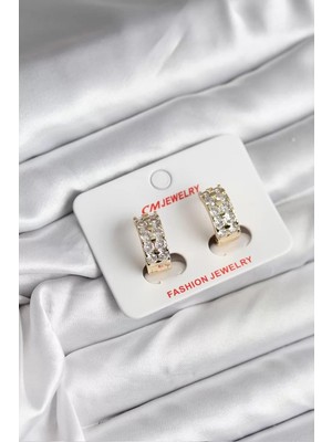 Aydogan's 14K Gold Renk Kaplama Zirkon Taşlı cm Kadın Küpe - TJ-BKP11419